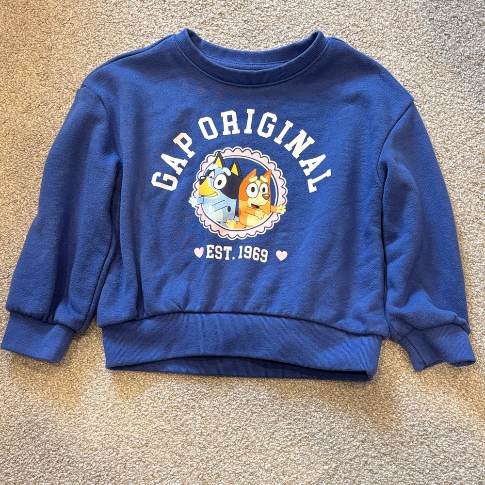 GAP Royal Blue Kids Sweatshirt with Bluey and Bingo